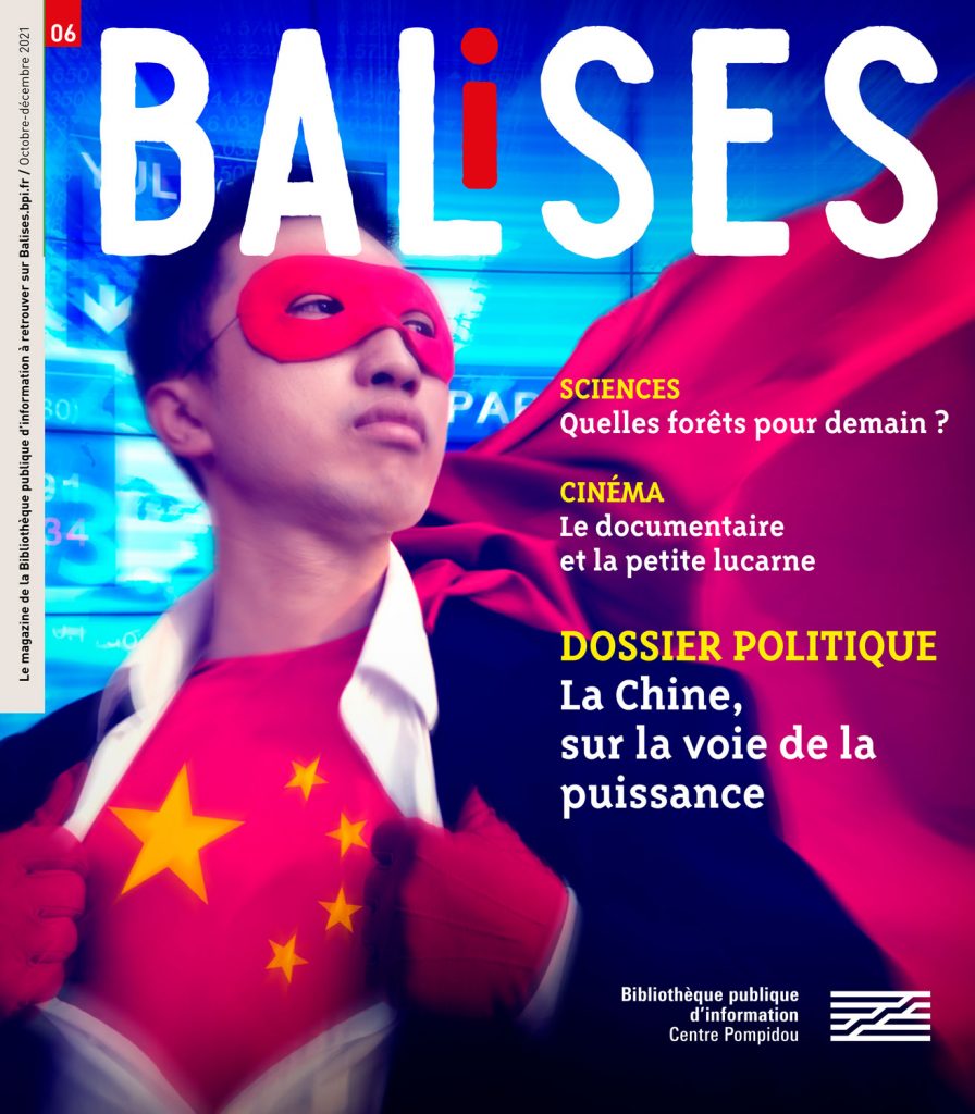 Couverture de Balises 6 sur la diplomatie chinoise montrant un jeune Chinois en costume de superhéros