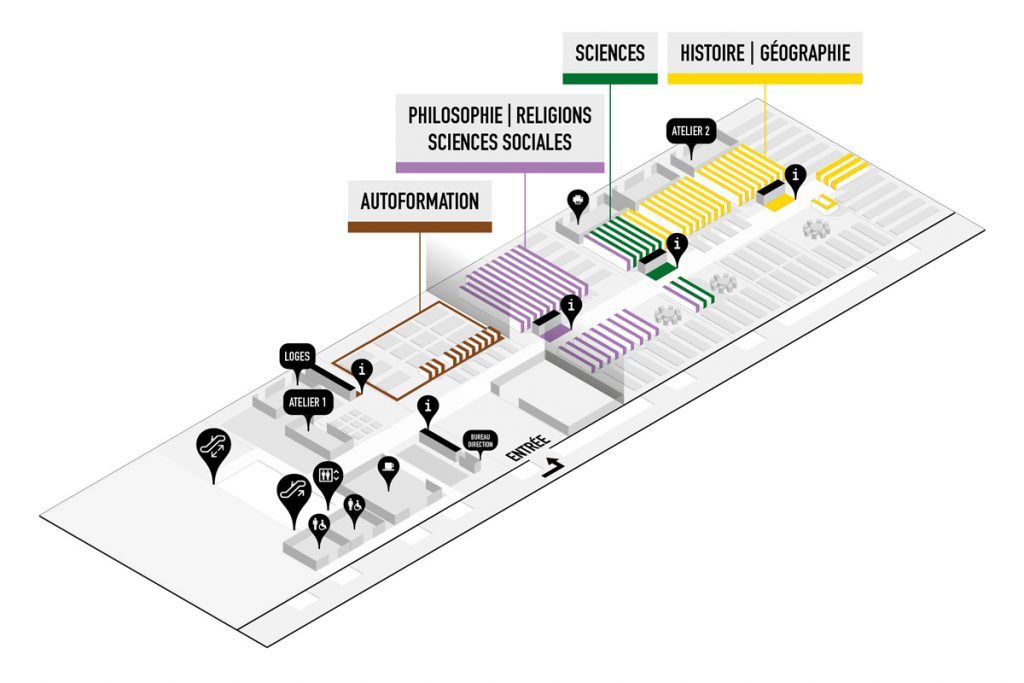 plan du niveau 2 de la Bpi