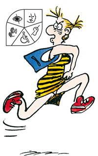 dessin d'Agrippine en train de courir et logo handicap