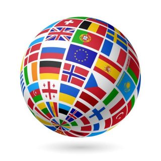 Globe terrestre avec des drapeaux européens