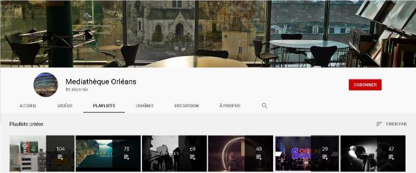 Page d'accueil présentant les différentes playlists proposés par les médiathèques d'Orléans