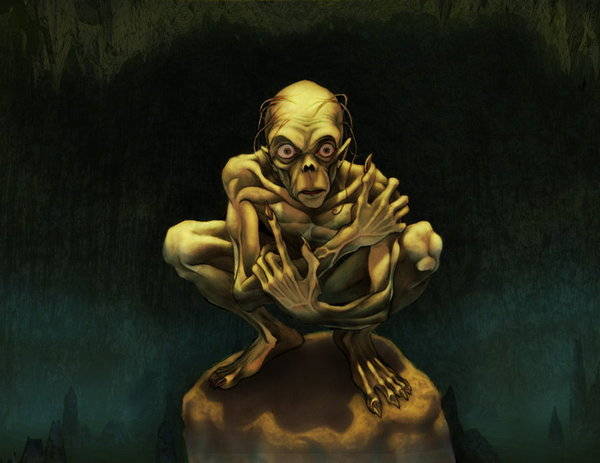 dessin du Gollum inspiré du légendaire de J.R.R. Tolkien