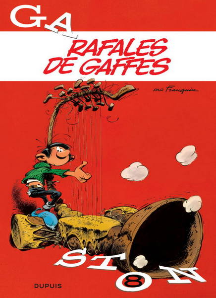 couverture de l'album de Gaston Lagaffe, Rafales de gaffes, avec un gaffophone