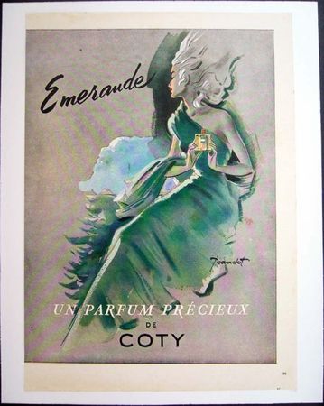Publicité des années 50 du parfum Emeraude de Coty