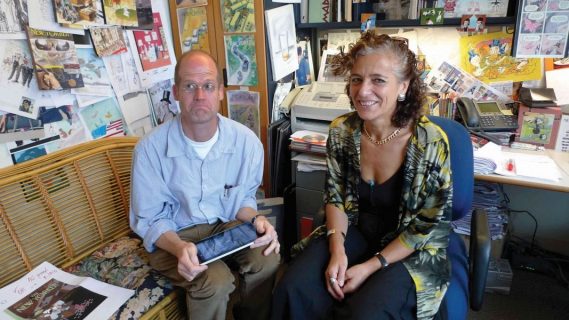 Chris Ware et Françoise Mouly dans les locaux du New Yorker en 2010